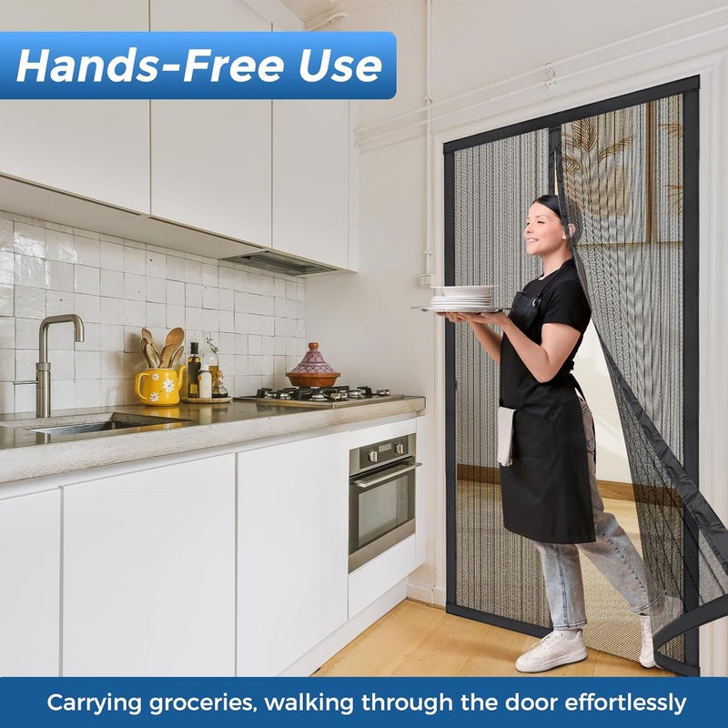 Smartor Magnetic Screen Door Magnetic Closure Fits 36"x82" Doors |Polyester - Retractable Screen Door Mesh| Self Sealing|Hands Free |Keeps Bugs Out|Pet and Kid Friendly-38 Inch x 83 Inch - Image 2